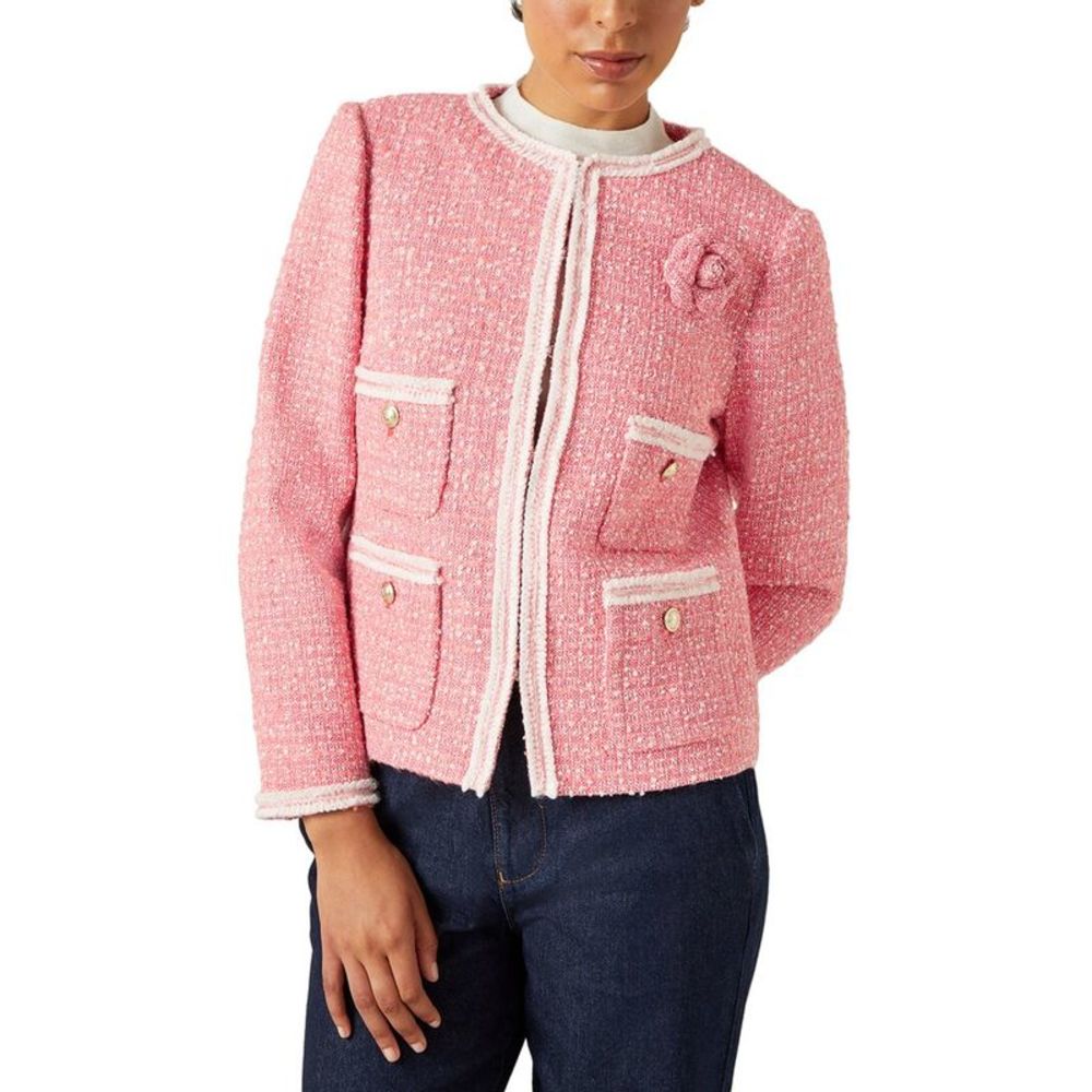 LK Bennett Pink Tweed Cropped Pocket Jacket